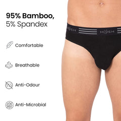 Mush Ultra Soft, Breathable, Feather Light Men's Bamboo Brief || Naturally Anti-Odor and Anti-Microbial Bamboo Innerwear Pack of 1 (XL, Black)