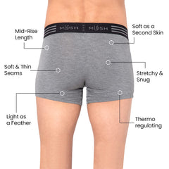 Mush Ultra Soft, Breathable, Feather Light Men's Bamboo Trunk || Naturally Anti-Odor and Anti-Microbial Bamboo Innerwear (XL, Grey)