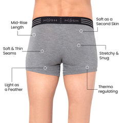 Mush Ultra Soft, Breathable, Feather Light Men's Bamboo Trunk || Naturally Anti-Odor and Anti-Microbial Bamboo Innerwear (L, Grey)