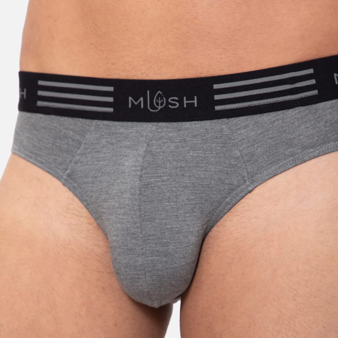 Mush Ultra Soft Bamboo Briefs for Men | Breathable | Anti-Microbial Pack of 1 (XL, Melange Grey)