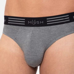 Mush Ultra Soft Bamboo Briefs for Men | Breathable | Anti-Microbial Pack of 1 (S, Melange Grey)