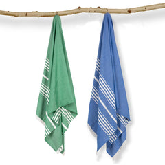 Mush Bamboo Turkish Towel | 100% Bamboo |Ultra Soft, Absorbent & Quick Dry Towel for Bath, Beach, Pool, Travel, Spa and Yoga | 29 x 59 Inches (Blue & Dk. Green)