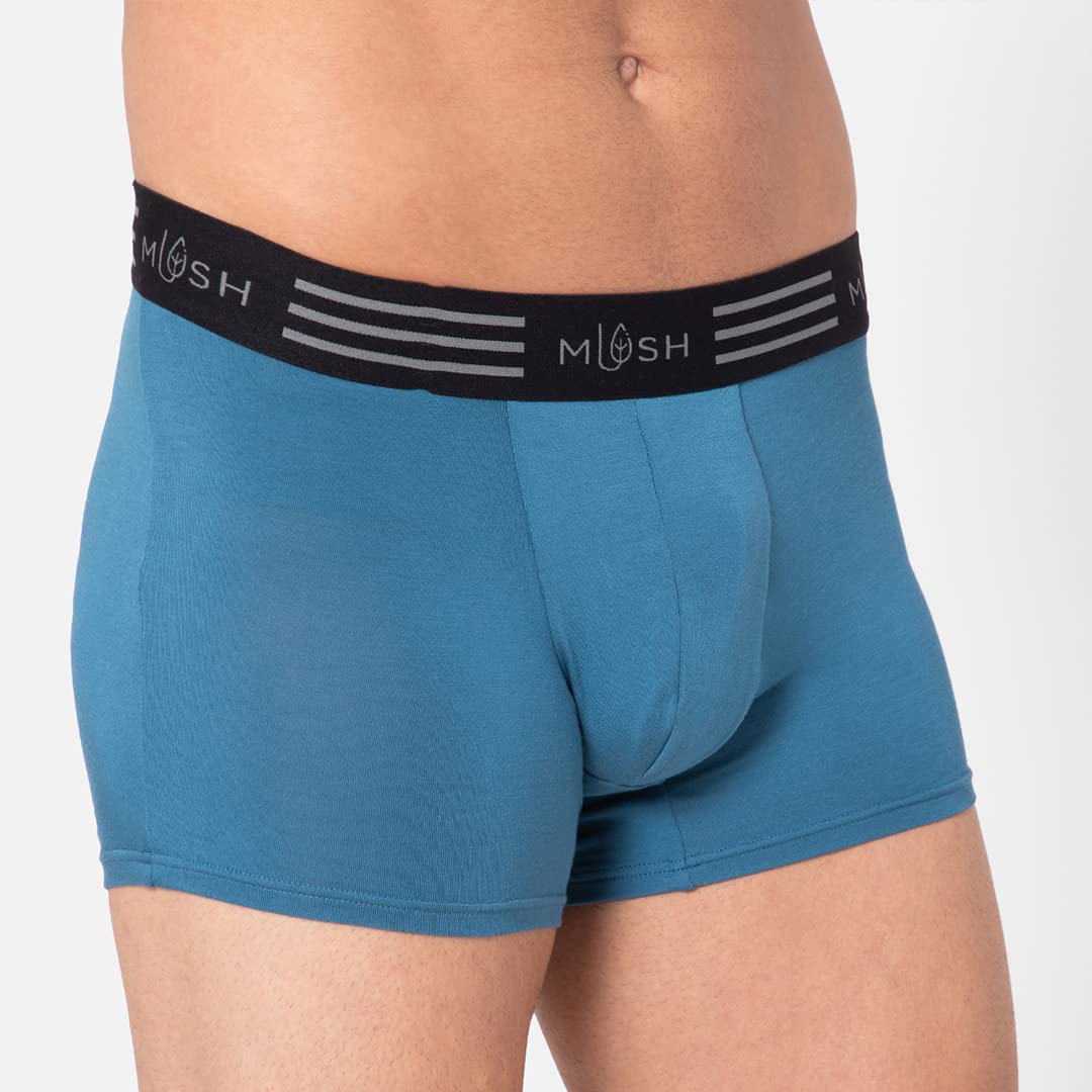 Mush Ultra Soft Bamboo Trunks for Men | Breathable | Anti Microbial (S, Blue)