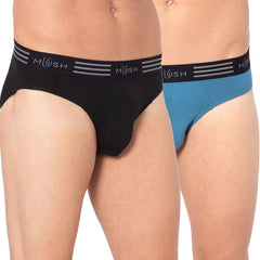 Mush Ultra Soft, Breathable, Feather Light Men's Bamboo Brief || Naturally Anti-Odor and Anti-Microbial Bamboo Innerwear Pack of 2 (M, Blue and Black)
