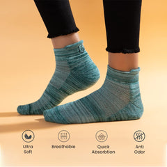 Mush Bamboo Ultra Soft, Anti Odor, Breathable, Anti Blister Ankle Socks for Men & Women for Casual & Sports Wear (Pack of 3, Melange Green)