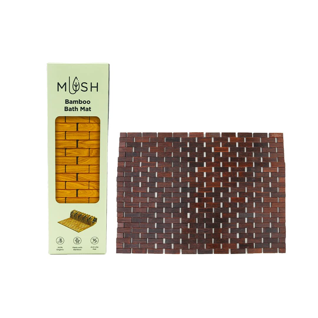 Mush Multipurpose Bamboo Mat for Bathroom, Kitchen, Door Mat, Patio, SPA, Sauna etc. Made with Water-Resistant Organic Bamboo Wood (1,Dark Brown) 40*60