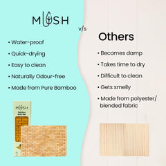 Mush Bamboo Wooden Rectangular Door Mat | Floor Mat | Non-Slip Quick Drying Mat for Home, Office | Anti Slip Silicone Pads |Large Size (50x70cm) | Pack of 1, Natural Bamboo Color