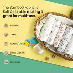 Mush Super Soft 100% Bamboo Swaddle for New Born Baby | Multipurpose - Baby Wrapper for New Born Products All/Baby Towel/Baby Blanket || Breathable, Thermoregulating, Absorbent || Gift Pack