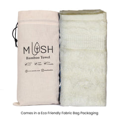 Mush Bamboo Towels Set | Ultra Soft, Absorbent and Antimicrobial 600 GSM (2 Bath Towel, 2 Hand Towel and 2 Face Towel) Perfect for Daily Use and Gifting (Cream & Green)