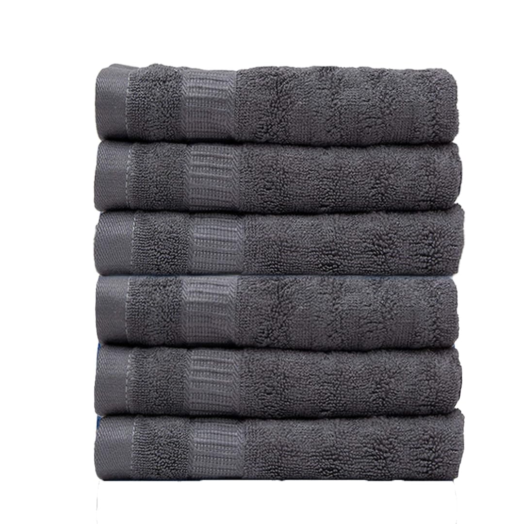 Mush 550 GSM Hand Towel Set of 2 | 100% Bamboo |Ultra Soft, Absorbent & Quick Dry Towel for Gym, Pool, Travel, Spa and Yoga | 29.5 x 14 Inches (Set of 6 Grey)