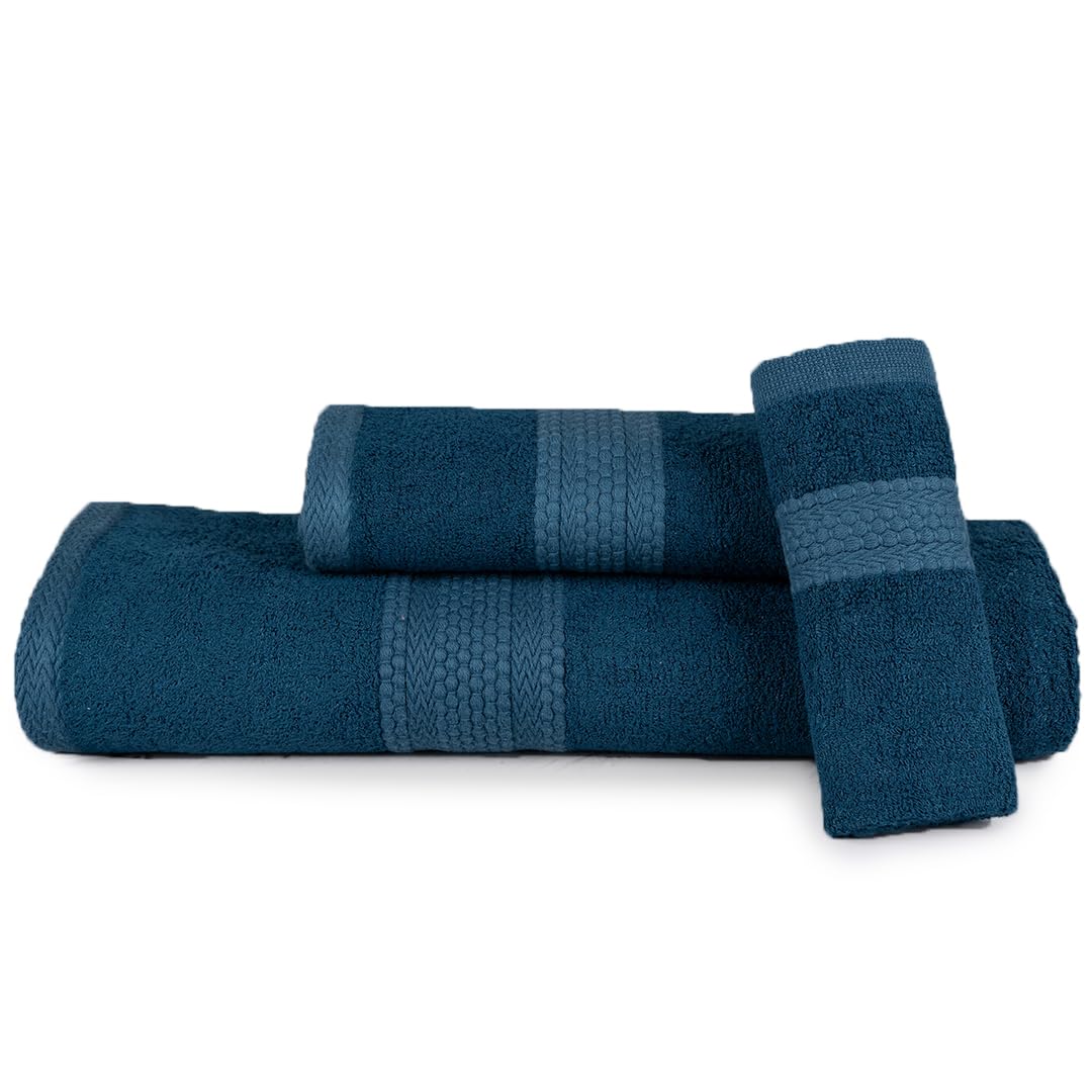 BePlush 3 Piece Towels Set | Ultra Soft, Highly Absorbent, Anti Bacterial (Bath Towel, Hand Towel and Face Towel) Perfect as a Diwali/House Warming/Wedding (Gift Box : Aqua Marine Blue)