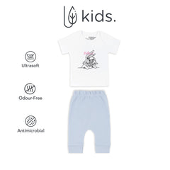 Mush Ultra Soft Bamboo Unisex Tees & Pants Combo Set for New Born Baby/Kids,Pack of 2 (0-3 Months, Stary Night)