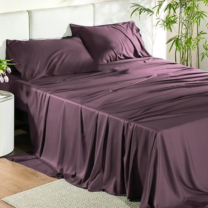 Mush 100% Bamboo Bedsheet for King Size Bed with 2 Pillow Covers | Luxuriously Soft, Breathable and Naturally Anti Microbial Thermoregulating Bed Sheet 400TC (Crimson Royale)