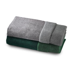 Mush Duo - One Side Soft Bamboo Other Side Rough Cotton - Special Dual Textured Towel for Gentle Cleanse & Exfoliation (2, Emerald Green & Grey Opel)