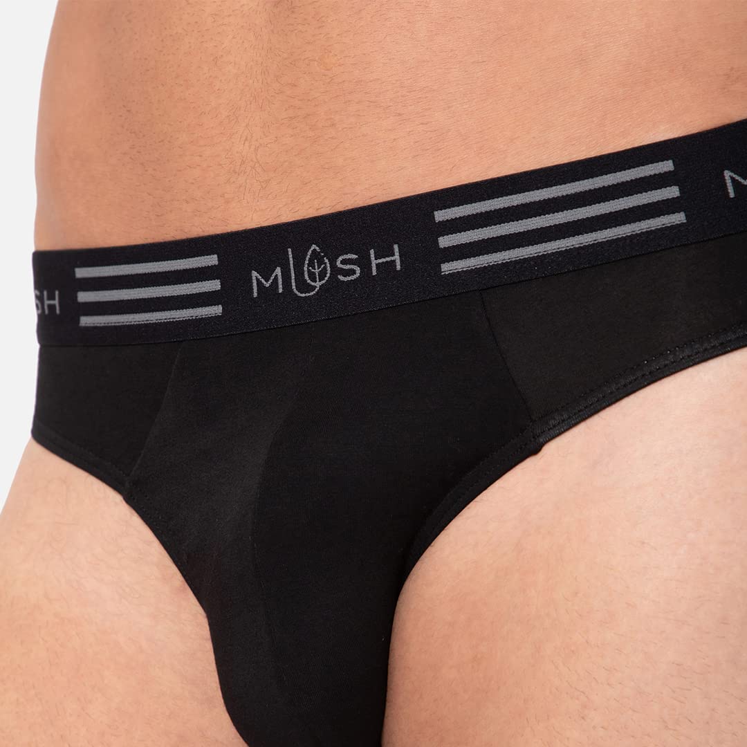 Mush Ultra Soft Bamboo Briefs for Men | Breathable | Anti-Microbial Pack of 1 (M, Black)