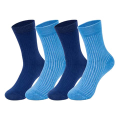 Mush Ultra-Soft, Odorless, Breathable Bamboo Calf Length Formal Socks (Navy Blue & Sky Blue, 4)
