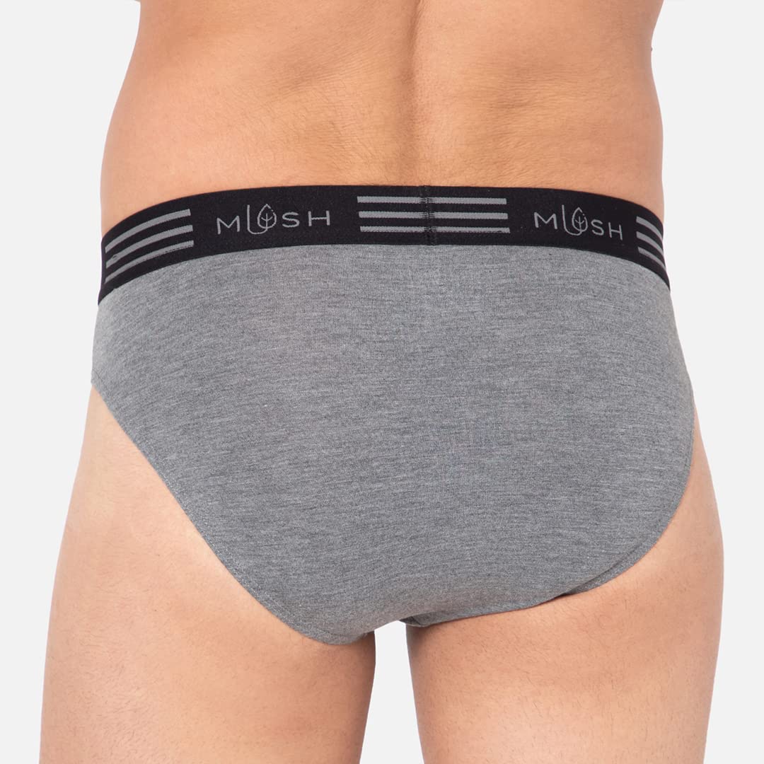 Mush Ultra Soft Bamboo Briefs for Men | Breathable | Anti-Microbial Pack of 1 (S, Melange Grey)