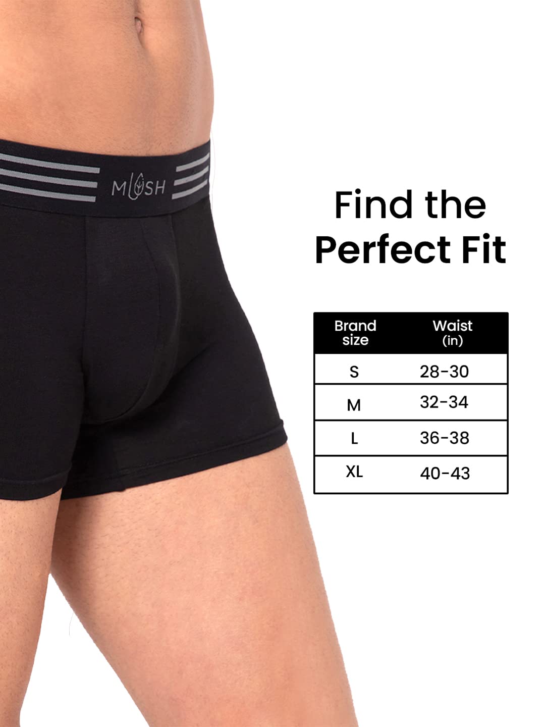 Mush Ultra Soft, Breathable, Feather Light Men's Bamboo Trunk || Naturally Anti-Odor and Anti-Microbial Bamboo Innerwear Pack of 2 (XL, Melange Grey and Black)