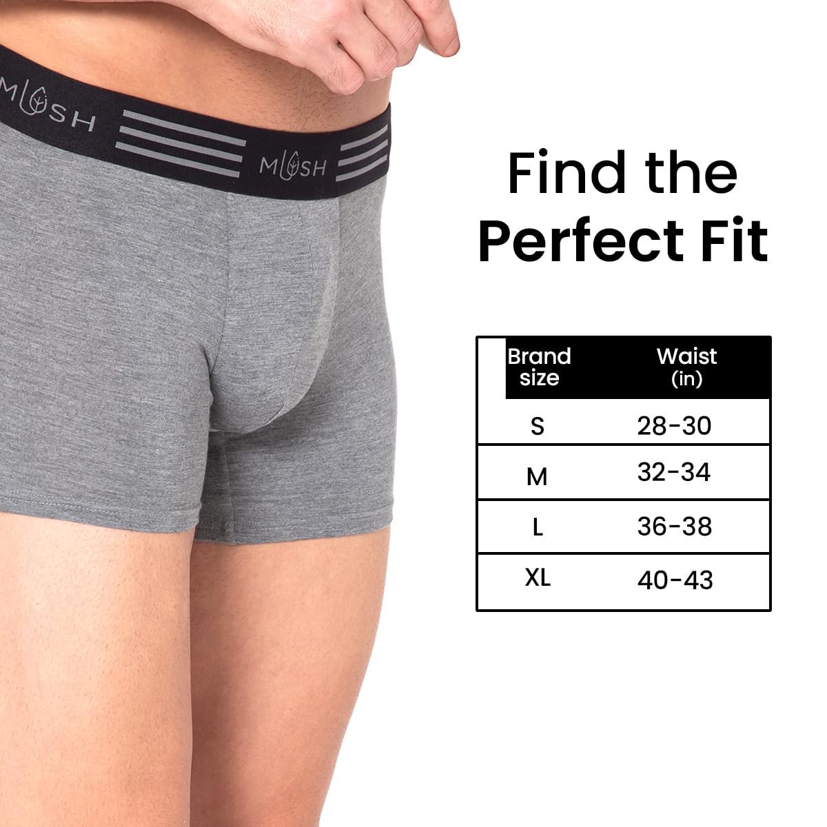 Mush Ultra Soft, Breathable, Feather Light Men's Bamboo Trunk || Naturally Anti-Odor and Anti-Microbial Bamboo Innerwear Pack of 3 (S, Grey Blue and Black)