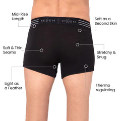 Mush Ultra Soft, Breathable, Feather Light Men's Bamboo Trunk || Naturally Anti-Odor and Anti-Microbial Bamboo Innerwear Pack of 3 (XL, Black)