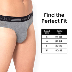 Mush Ultra Soft, Breathable, Feather Light Men's Bamboo Brief || Naturally Anti-Odor and Anti-Microbial Bamboo Innerwear Pack of 1 (S, Melange Grey)