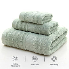 Mush Bamboo Luxurious 3 PieceTowels Set | Ultra Soft, Absorbent and Antimicrobial (Bath Towel, Hand Towel and Face Towel) Perfect as a Diwali/House Warming (Gift Box : Olive Green)