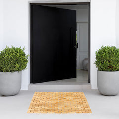 Mush Bamboo Wooden Rectangular Door Mat | Floor Mat | Non-Slip Quick Drying Mat for Home, Office | Anti Slip Silicone Pads |Medium Size (40x60cm) | Pack of 1, Natural Bamboo Color