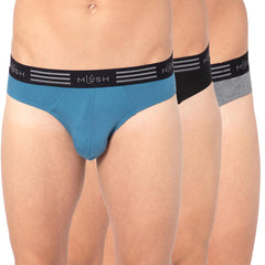 Mush Ultra Soft, Breathable, Feather Light Men's Bamboo Brief || Naturally Anti-Odor and Anti-Microbial Bamboo Innerwear Pack of 2 (M, Grey Blue and Black)