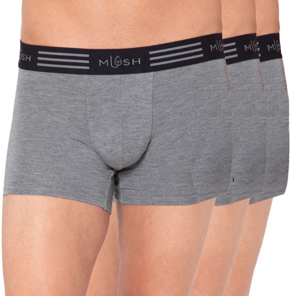 Mush Ultra Soft, Breathable, Feather Light Men's Bamboo Trunk || Naturally Anti-Odor and Anti-Microbial Bamboo Innerwear Pack of 3 (L, Grey)