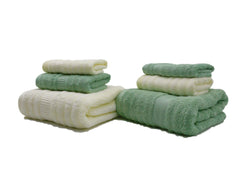 Mush Bamboo Towel: Ultra Soft, Absorbent - 600 GSM 6 Piece Couple Set (Cream & Green, 2)