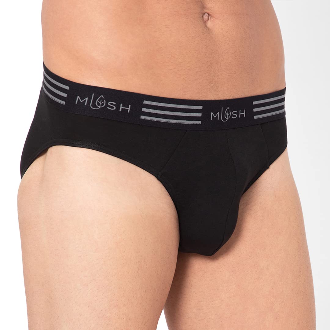 Mush Ultra Soft Bamboo Briefs for Men | Breathable | Anti-Microbial Pack of 1 (L, Black)
