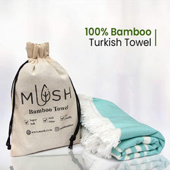 Mush Bamboo Turkish Towel | 100% Bamboo |Ultra Soft, Absorbent & Quick Dry Towel for Bath, Beach, Pool, Travel, Spa and Yoga | 29 x 59 Inches (Aqua & Beige)