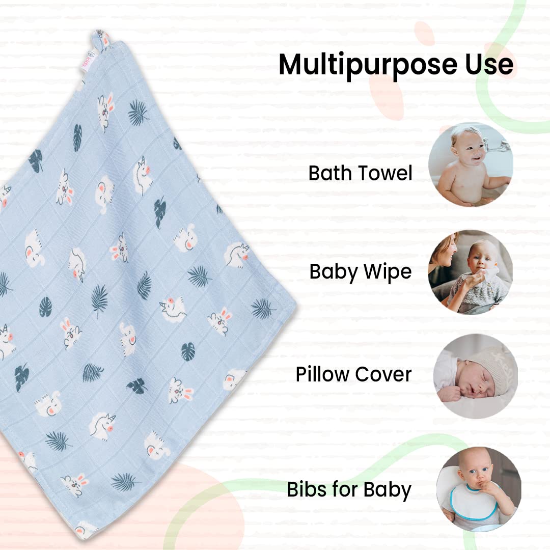 Mush Super Soft 100% Bamboo Washcloth/Reusable Baby Wipes/Baby Towel for New Born || Two-Layered || Absorbent, Anti-Microbial, Sensitive Skin Friendly (Pack of 3)