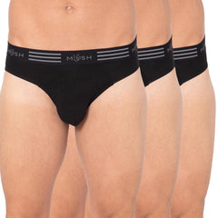 Mush Ultra Soft, Breathable, Feather Light Men's Bamboo Brief || Naturally Anti-Odor and Anti-Microbial Bamboo Innerwear Pack of 3 (M, Black)