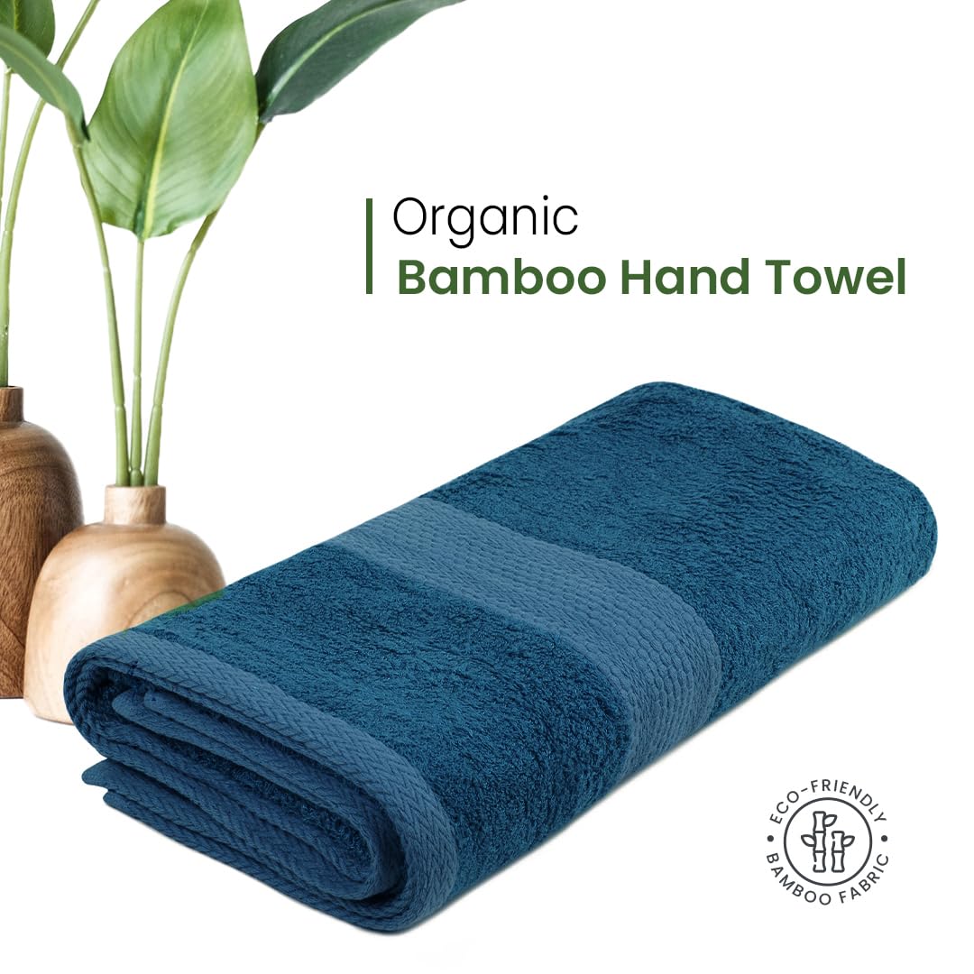 BePlush Zero Twist Bamboo Hand Towels Set of 2 : Ultra Soft, Highly Absorbent, Quick Dry, Anti Bacterial Napkins for Hand Towel || 450 GSM, 40 X 60 cms (2, Aqua Marine Blue)