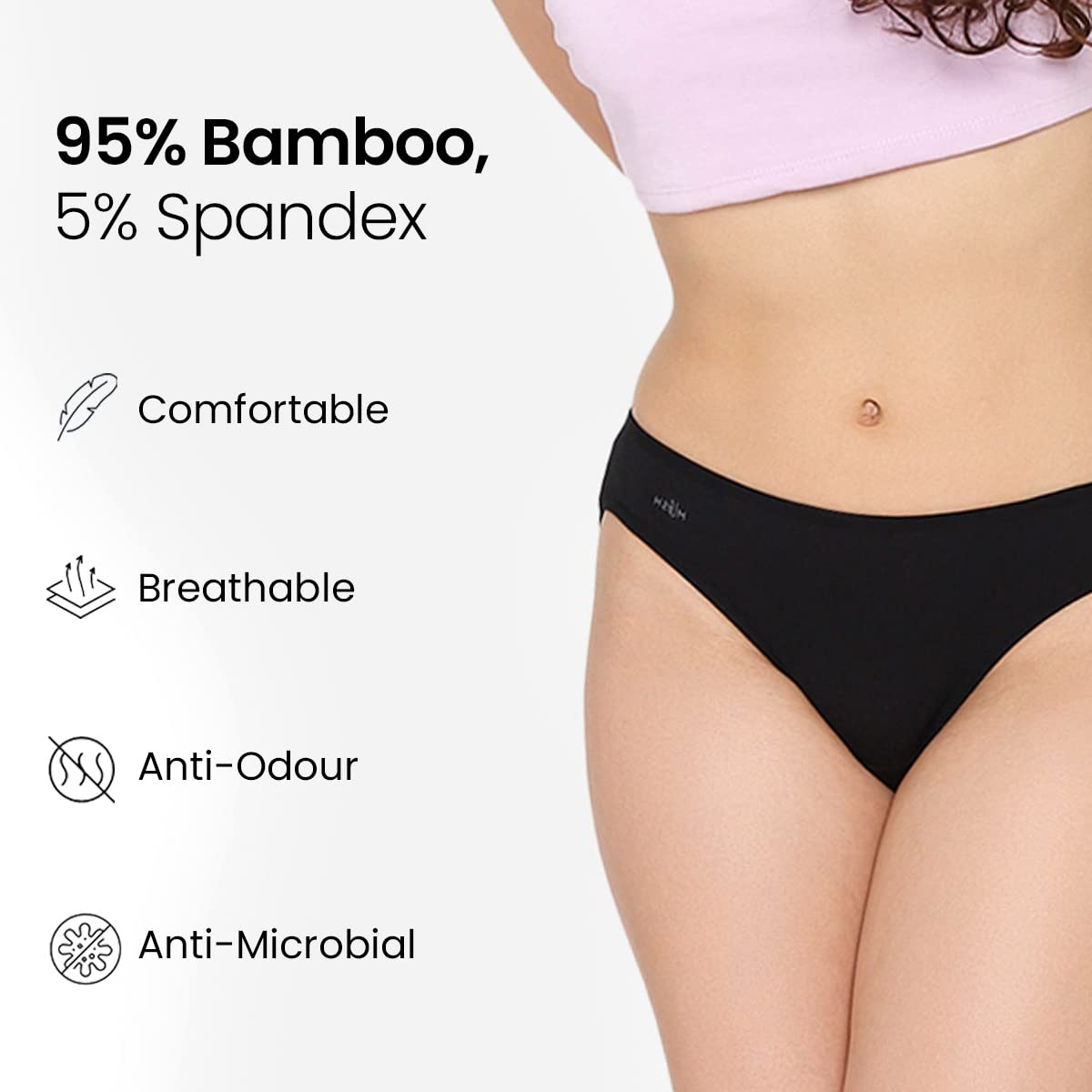 Mush Womens Ultra Soft Bamboo Modal Bikini Brief || Breathable Panties || Anti-Odor, Seamless, Anti Microbial Innerwear Pack of 2 (M, Black and Beige)