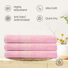 BePlush Bamboo Towels for Bath | Ultra Soft, Highly Absorbent, Quick Dry, Anti Bacterial Bamboo Bath Towel for Men & Women || 450 GSM, 27 x 55 Inches (2, Pink & Sky Blue)