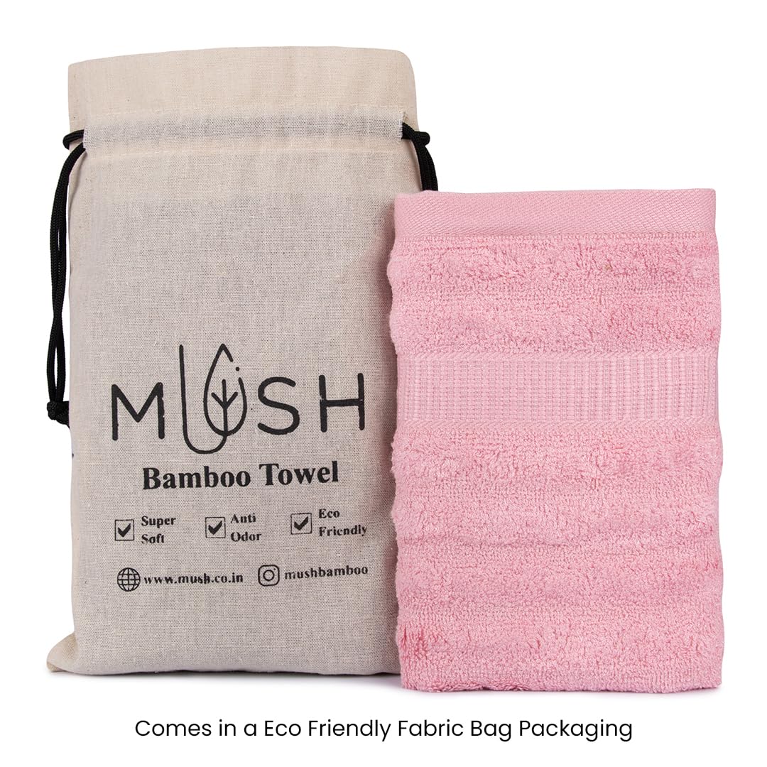 Mush Bamboo Towels Set | Ultra Soft, Absorbent and Antimicrobial 600 GSM (2 Bath Towel, 2 Hand Towel and 2 Face Towel) Perfect for Daily Use and Gifting (Olive & Pink)