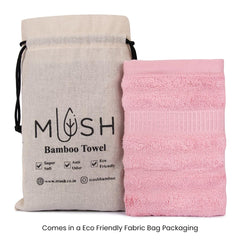 Mush Bamboo Towels Set | Ultra Soft, Absorbent and Antimicrobial 600 GSM (2 Bath Towel, 2 Hand Towel and 2 Face Towel) Perfect for Daily Use and Gifting (Sky & Pink)