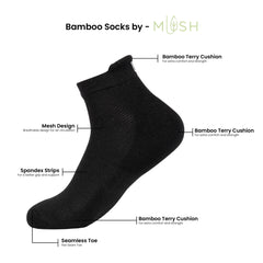 Mush Bamboo Performance Socks for Men || Sports & Casual Wear Ultra Soft, Anti Odor, Breathable Ankle Length Pack of 3 UK Size 6-10 (Black color, 3)