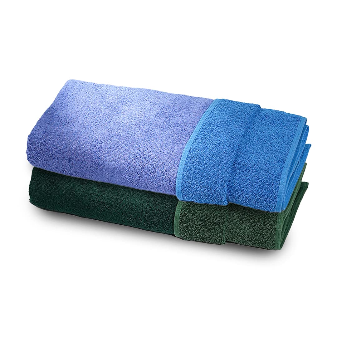Mush Duo - One Side Soft Bamboo Other Side Rough Cotton - Special Dual Textured Towel for Gentle Cleanse & Exfoliation (2, Blue Sapphire & Emerald Green)