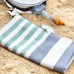 Mush Extra Large Cabana Style Turkish Towel 100% Bamboo - (90 x 160 cms) - Ideal for Beach, Bath, Pool etc (Light Green-Grey & Peach-Turquoise, 2)