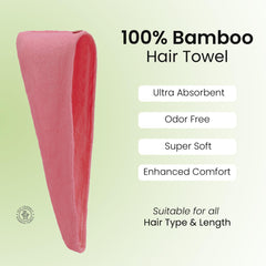 Mush Bamboo Hair Towel Wrap | Absorbent Towel Hair-Drying | Hair Care Combo | Super Quick-Drying| Adjustable Buttons to Wrap Around Hair 500 GSM (Ruby Red)