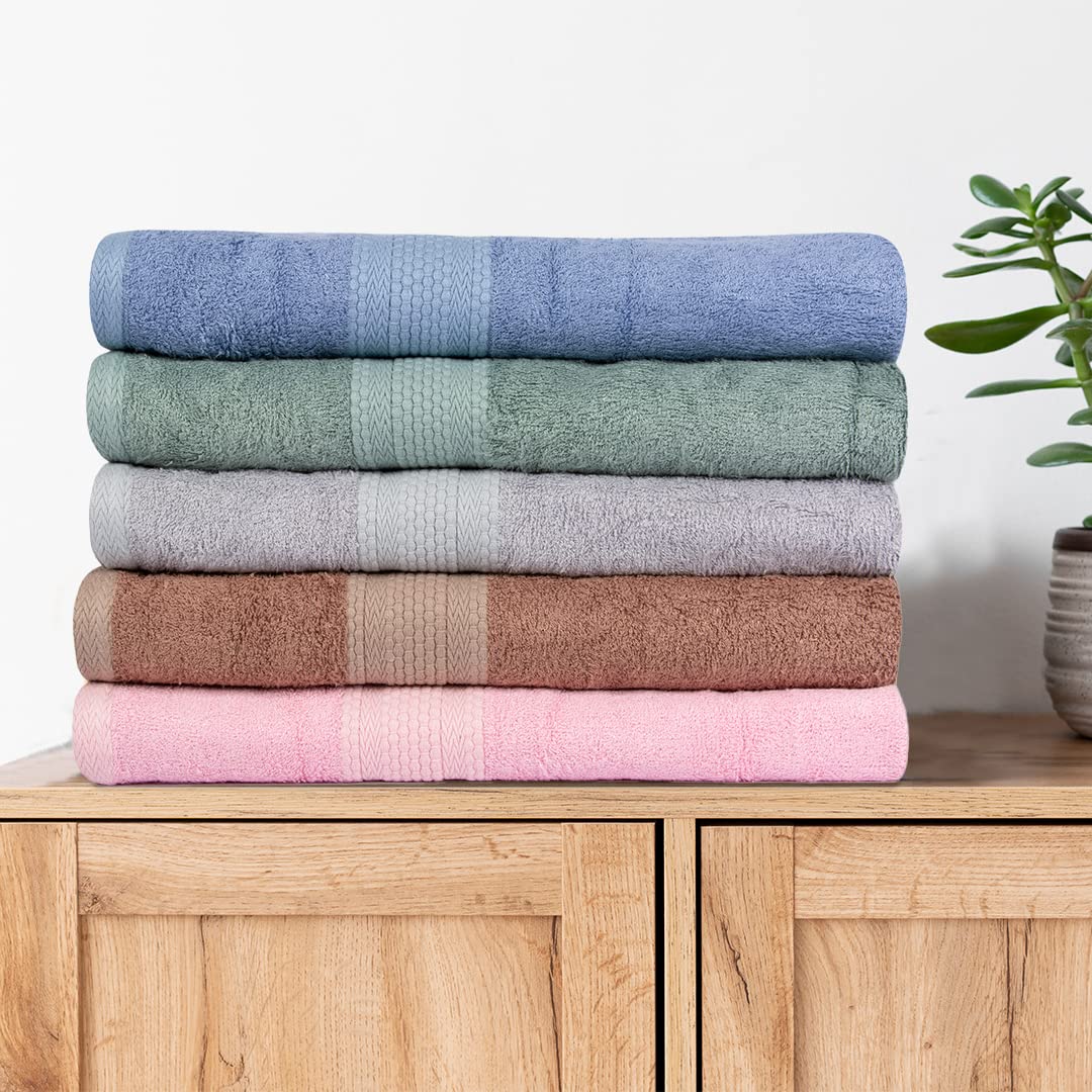 BePlush Bamboo Towels for Bath | Ultra Soft, Highly Absorbent, Quick Dry, Anti Bacterial Bamboo Bath Towel for Men & Women || 450 GSM, 27 x 55 Inches (2, Pink & Sky Blue)