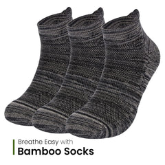 Mush Bamboo Ultra Soft, Anti Odor, Breathable, Anti Blister Ankle Socks for Men & Women for Casual & Sports Wear (Pack of 3, Melange) (Black)