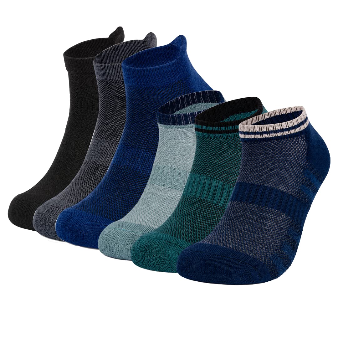Mush Bamboo Performance Socks for Men || Sports & Casual Wear Ultra Soft, Anti Odor, Breathable Ankle Length Pack of 3 UK Size 6-10 Pack of 6