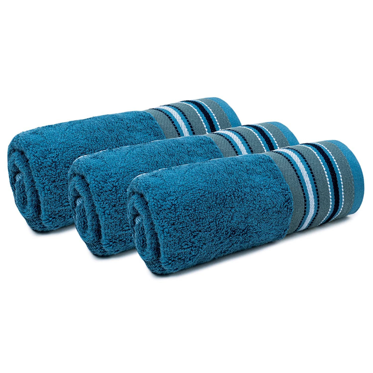Mush Designer Bamboo Face Towel |Ultra Soft, Absorbent & Quick Dry Towel for Bath, Beach, Pool, Travel, Spa and Yoga (Emerald Blue, Face Towel, Set of 3)