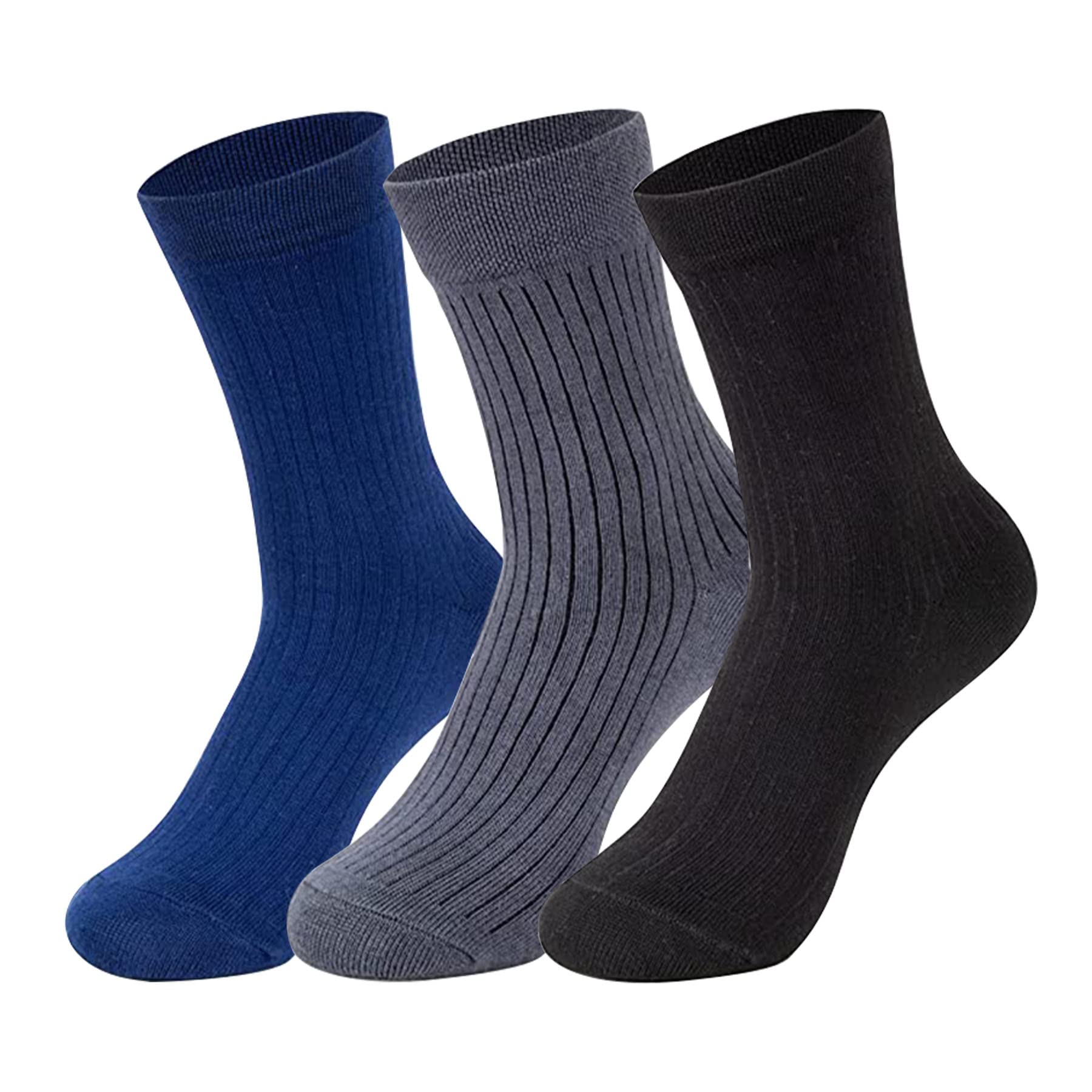 Mush Ultra-Soft, Odorless, Breathable Bamboo Calf Length Formal Socks (Black, Navy Blue & Dark Grey, 3)