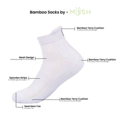 Mush Bamboo Ultra Soft, Anti Odor, Breathable, Anti Blister Ankle Socks for Men & Women for Running, Sports & Gym Free Size Multi-pack