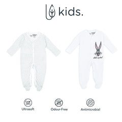 Mush Ultra Soft Bamboo Unisex Onesies Combo Set for New Born Baby/Kids Pack of 2, (0-3 Months, Stary Night & Daylight)